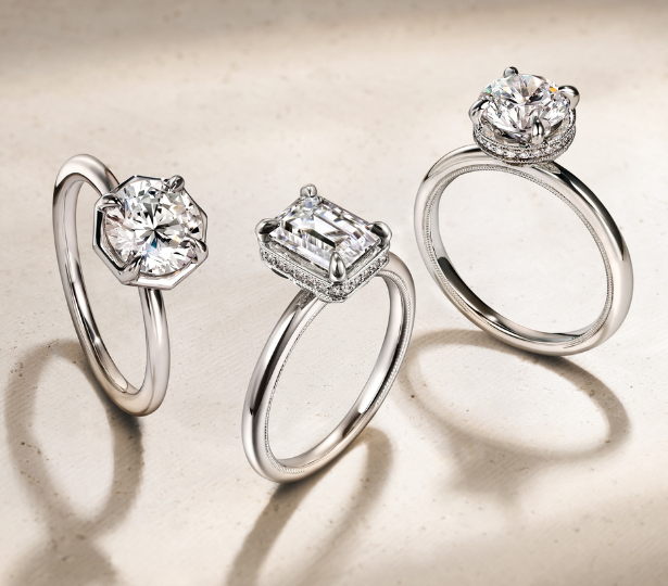 Three Gabriel & Co. Engagement Rings