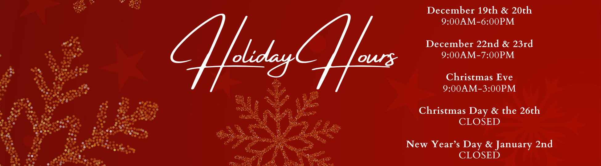 Holiday Hours